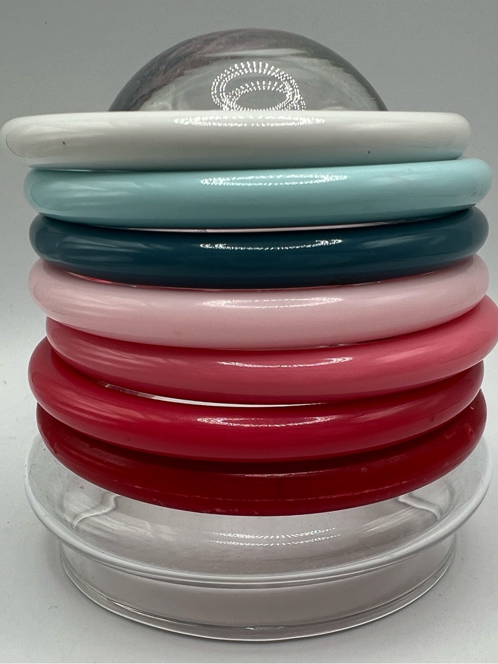 Vintage Lucite Acrylic Bangle Bracelet Lot 7 Colorful Chunky Retro Stackable